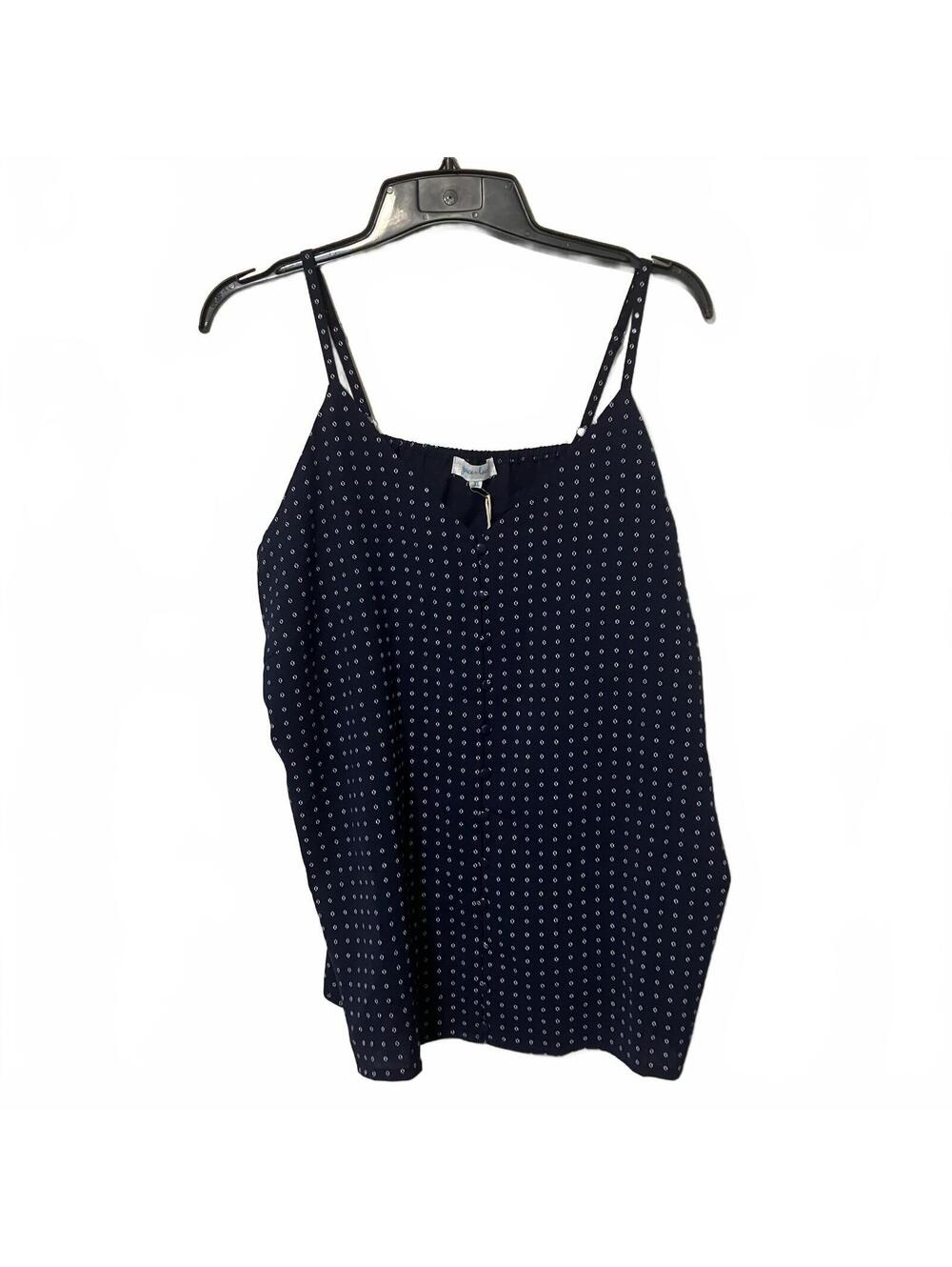 Grace + Lace Boutique Coquette Navy Polka Dot Spaghetti Strap Y2K Blouse XL-New